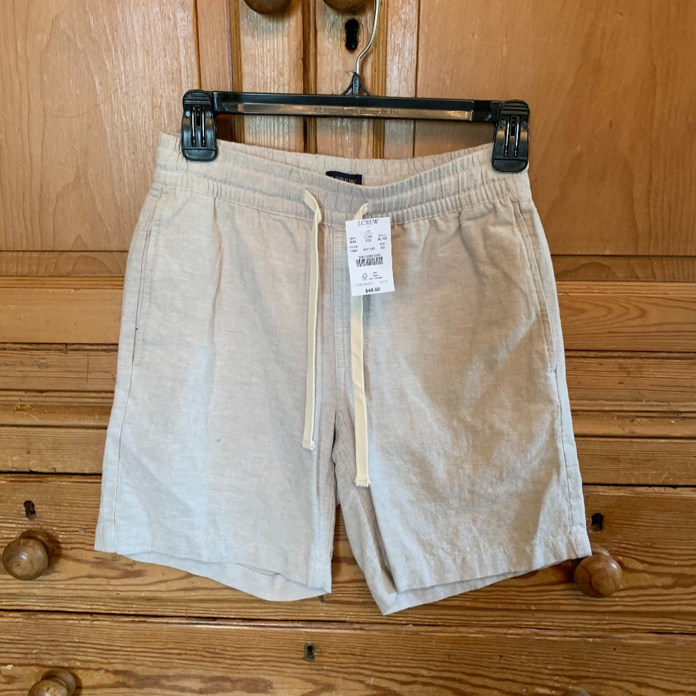 Jcrew khaki linen dock shorts